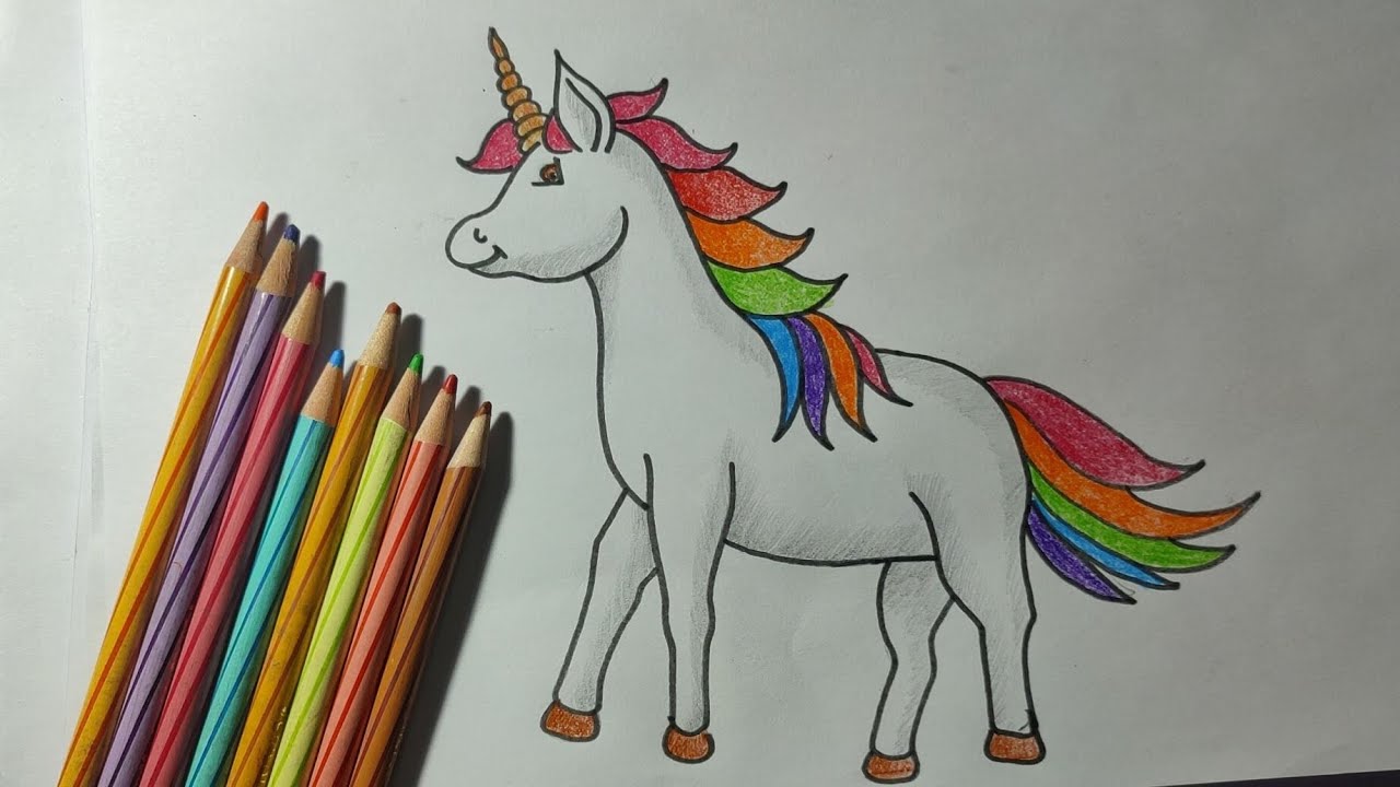 How To Draw A Unicorn 🦄 Colour Drawing / Unicorn Step By Step Easy ...