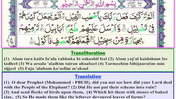 Surah Al-Fil (Al-Feel -سورة الفيل -The Elephant) |Arabic text, English Translation & Transliteration