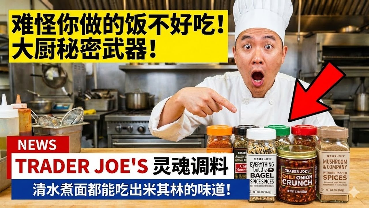 难怪你做的饭不好吃！大厨家里都藏着 Trader Joe's 这几瓶“灵魂调料”！撒一点，清水煮面都能吃出米其林的味道！