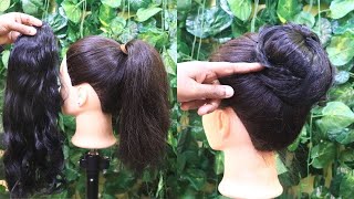 EASY Everyday Messy Bun Hairstyle | Simple Bun Hair Tutorial using hair extension | KGS Hairstyles