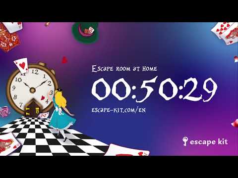 Countdown 1 hour - Escape Room at home - Treasure hunt - Alice in Wonderland ? - Escape Kit