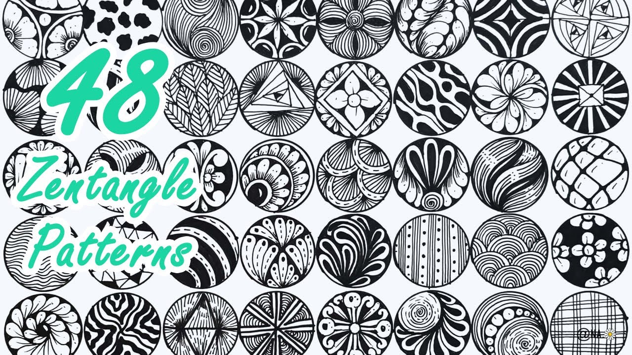 48 Easy zentangle patterns circle for beginners step by step