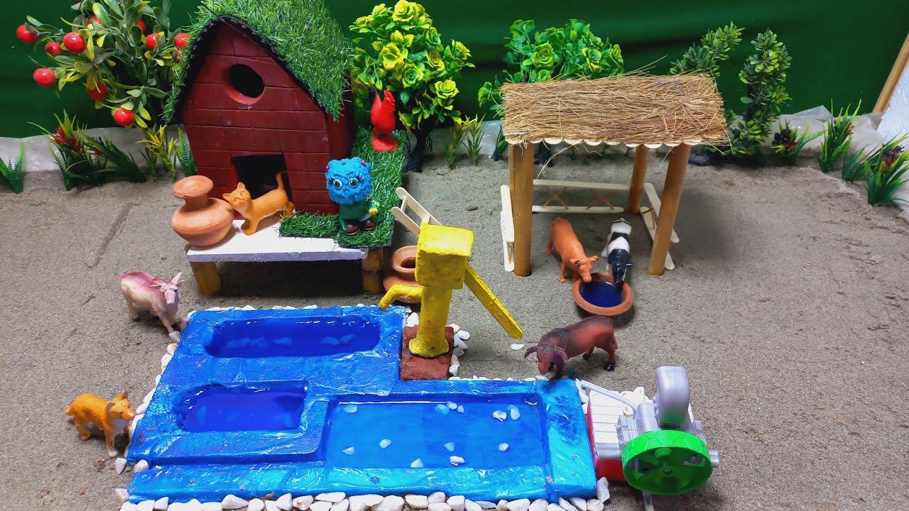 DIY How to make mini Farm Diorama house of animals horse house