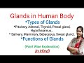 Glands in Human Body | NEET | Types and Function of Glands | Endocrine & Exocrine Glands | In Hindi