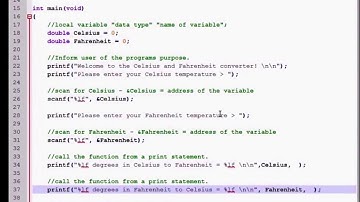 C Tutorial 4 Functions - Convert Celsius to Fahrenheit