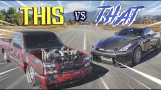 2000hp GT-R R35 vs Twin Turbo Silverado  \/\/ THIS vs THAT  @TheHoonigans​