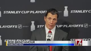 Hurricanes head coach Rod Brind’Amour speaks after loss in 1st game of 2nd playoff round