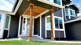 Entry Remodel. Updated with cedar shiplap, posts, crown molding