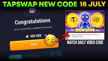 18 July Tapswap Code Today | USDT Vs. USDC Video Code