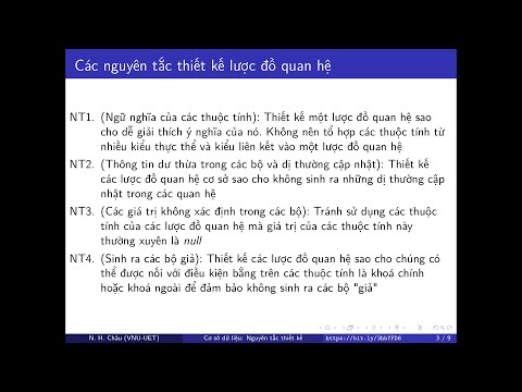 Video Bài giảng cơ sở dữ liệu: 08 - Nguyên tắc thiết kế lược... - youtube