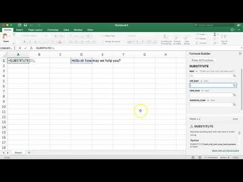 SUBSTITUTE function in Excel 2018