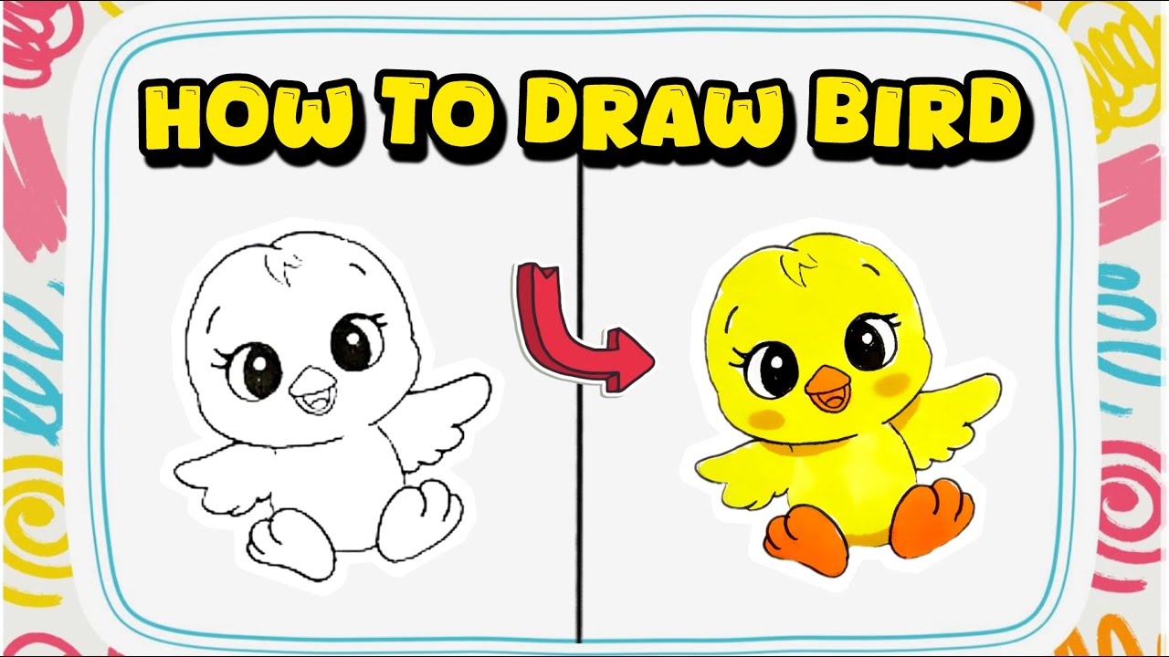 Как нарисовать маленькую жёлтую птичку – простой рисунок животного