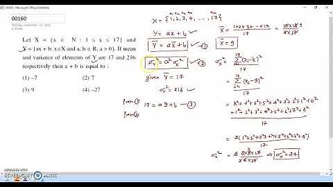 JEE MAIN 02 SEPTEMBER 2020 SIFT 1 MATHEMATICS VIDEO SOLUTION STATISTICS VARIANCE