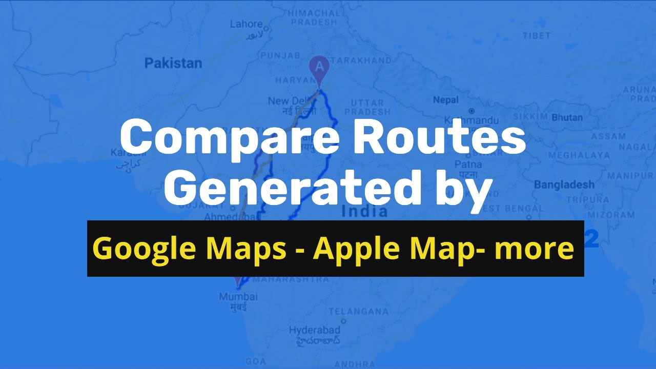 Compare trip routes generated by Google Maps, Apple Maps, and some ...