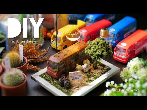 Diy Miniature Bus Diorama 100均のおもちゃバスを廃車にしてみた ジオラマ 木 ゴミ Etc の作り方 Youtube