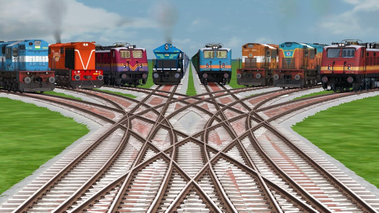 Eight Risky Train Crossing🚦At Curved X Cut On Bumpy Railroad Tracks ...
