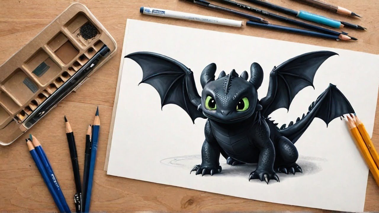 How to Draw Toothless from How to Train Your Dragon - YouTube