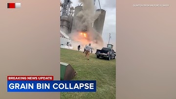 New dramatic video shows people running away from grain bin collapse in Illinois