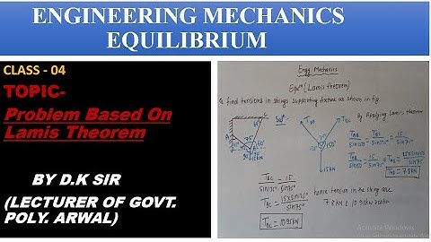 Class 04 Engineering mechanics (Lamis theorem) problem based on Lamis theorem.