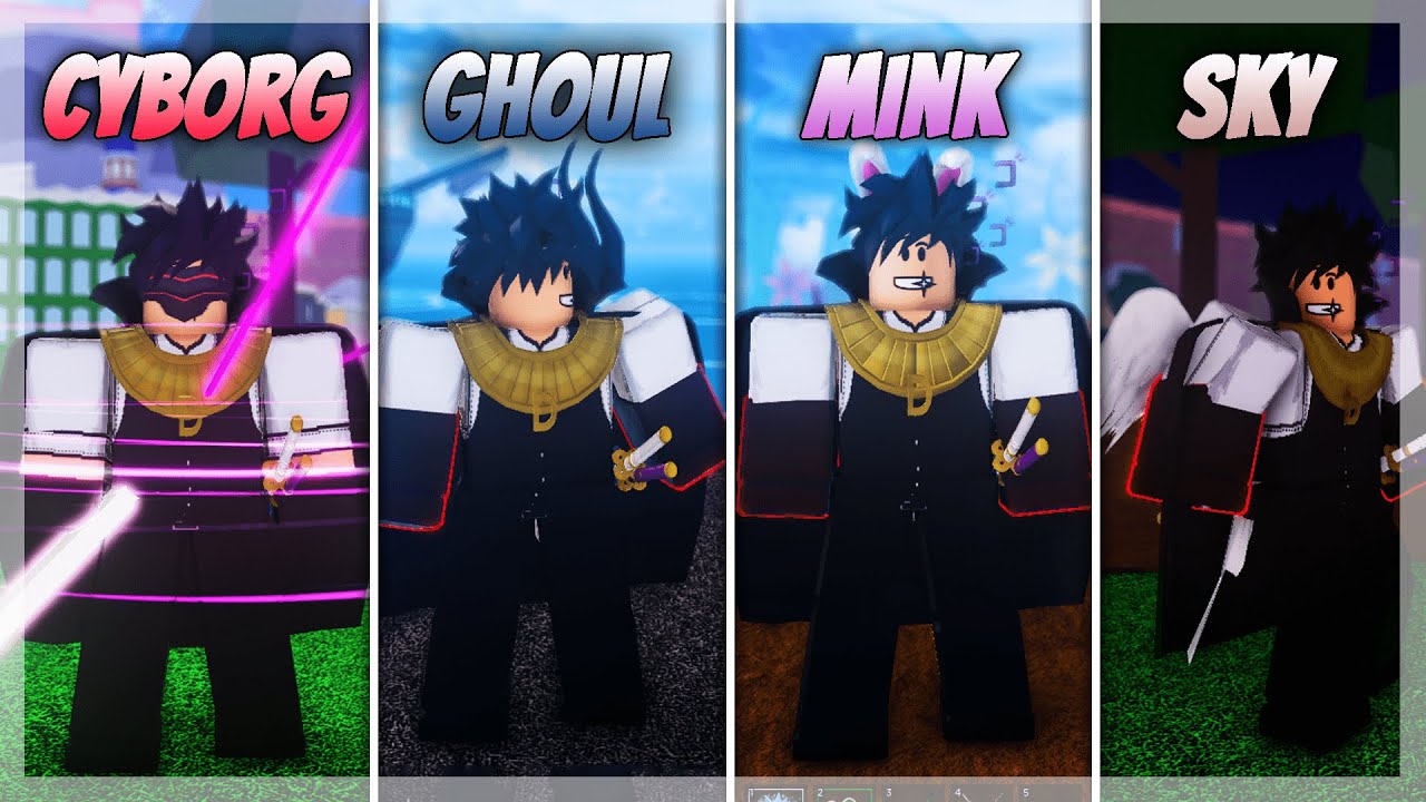 Unlocked All Races V4 ( Human & Fish & Sky & Mink & Ghoul & Cyborg ) In Blox  Fruits - Part 2 