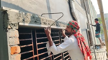 Plastering technique of loft_1BHK front window sunshade perfect plaster with cement|Speed plastering
