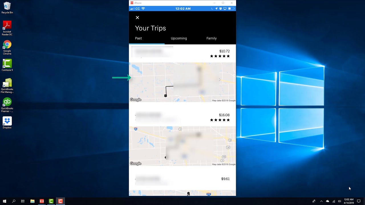 View Trip Receipt in Uber app on iPhone