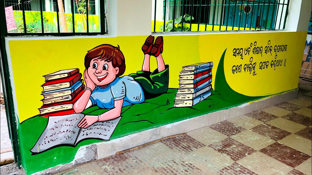 Hou to make 5t school wall painting/ School cartoon activities wall