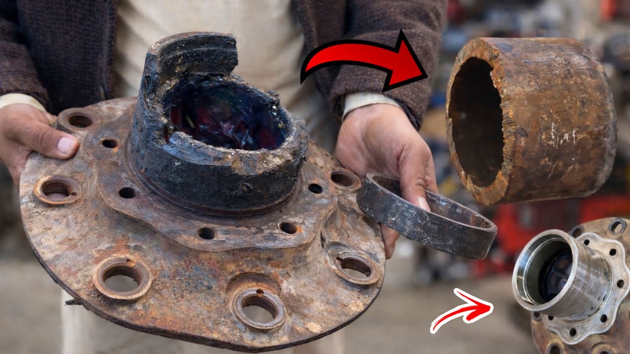Lathe Machining Technique of Broken Heavy Metal Wheel Hub Amazing Repair & Engineering Full Process