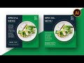 Social Media Banner Design For Food Menu | Adobe illustrator Tutorial