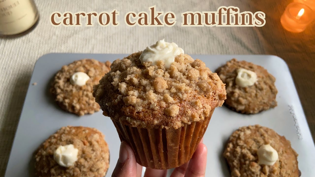 Carrot Cake Muffins Stuffed With Cream Cheese Frosting ♡ Bake With Me