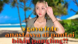 5 Gaya Foto di Pantai ala Anastasya Khosasih, Seksinya Bikin Lelaki Nelan Ludah!