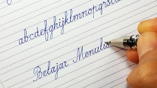 Belajar Menulis Indah | Huruf A sampai Z Miring Bersambung | Copperplate Style | Gel Pen Calligraphy