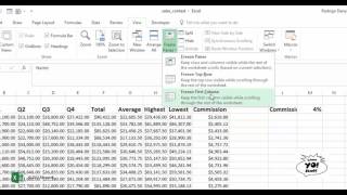 Microsoft Excel 2016 Freeze Panes
