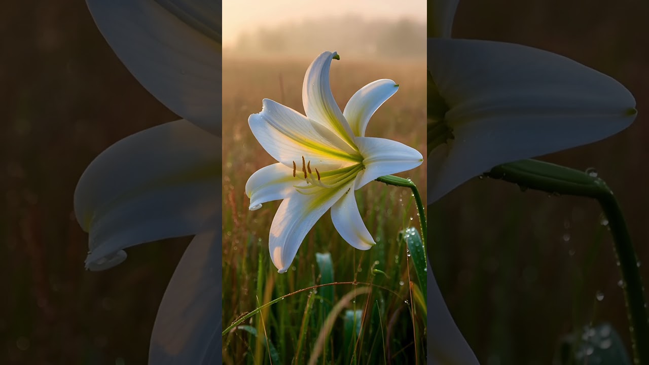Dew-kissed lily greets the sunrise ☀️ auf YouTube ansehen Dew-kissed lily greets the sunrise ☀️ auf YouTube ansehen