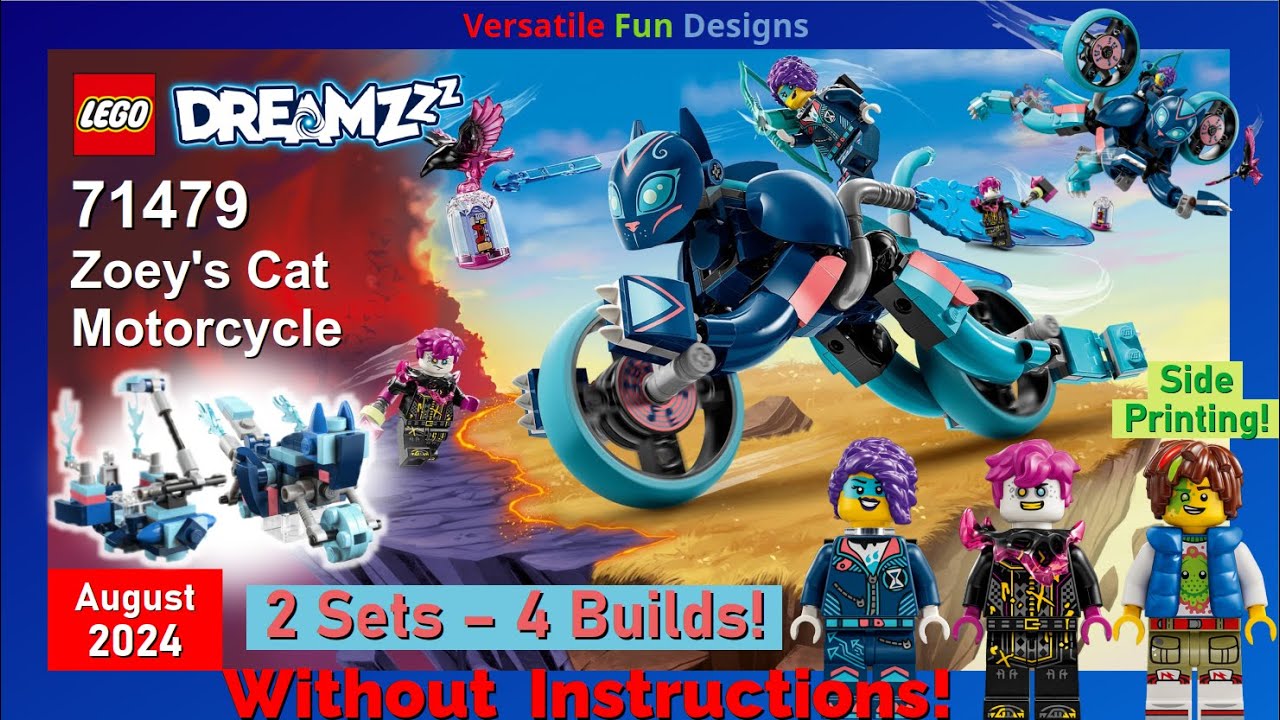 LEGO Dreamzzz Zoey's Cat Motorcycle 71479 - 2 Sets, 4 Speed Builds