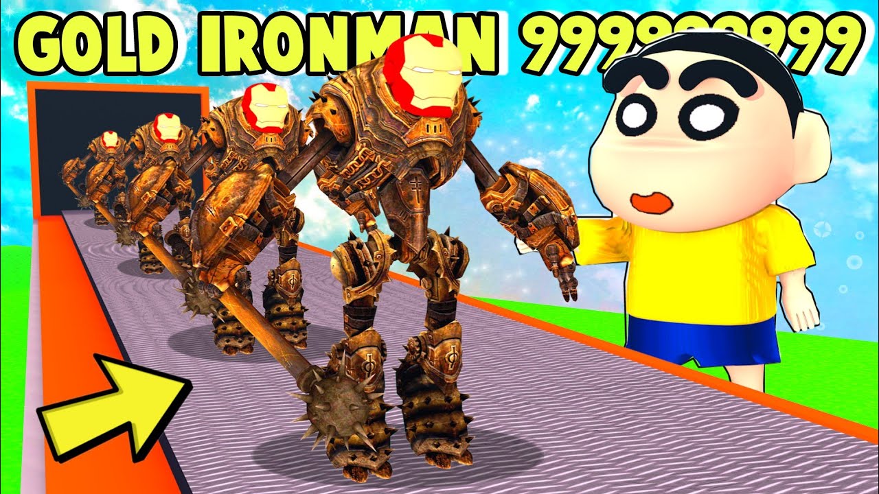 Shinchan Opened GOLDEN IRONMAN Factory With His Friends In Roblox! Robot Tycoon