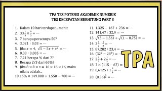 SOAL PSIKOTES HITUNG CEPAT TPA NUMERIK TES POTENSI AKADEMIK MATEMATIKA DASAR TES MASUK KERJA