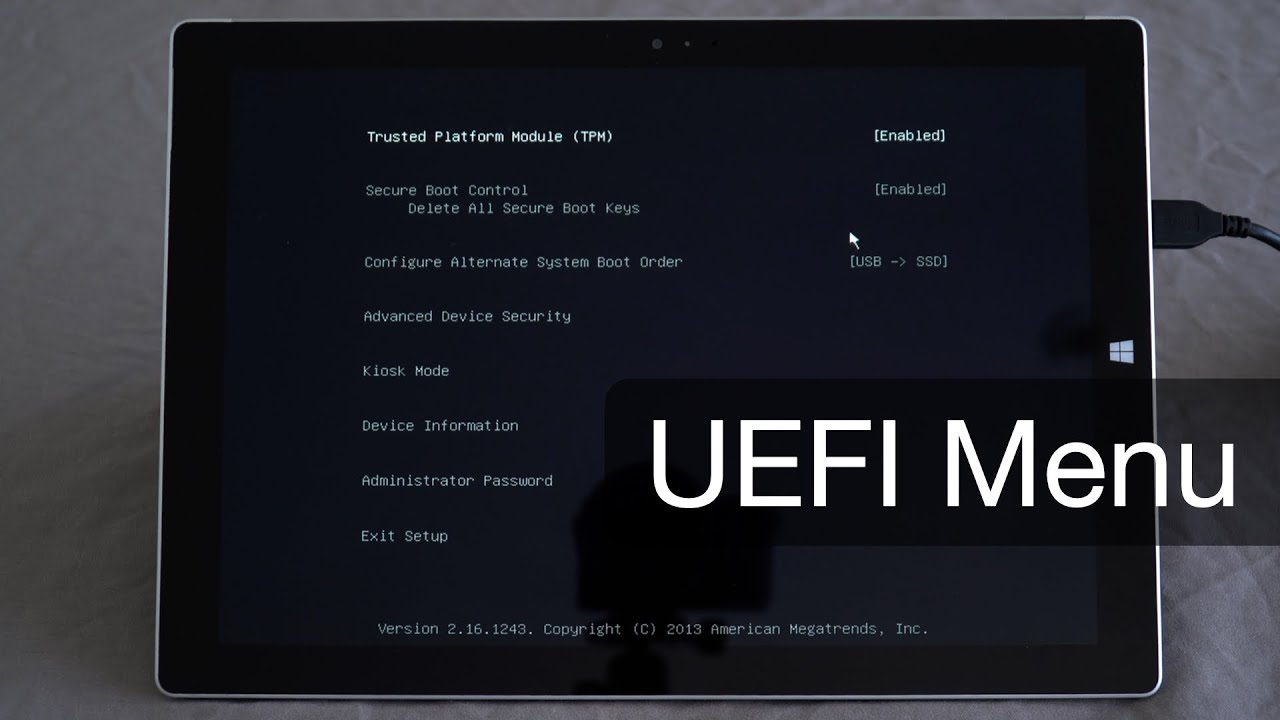 Surface Pro 3: меню UEFI!