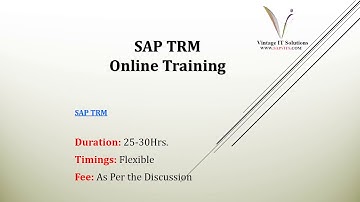 SAP TRM Training Video | SAP TRM Module