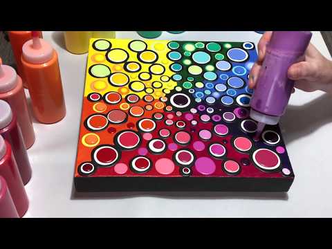 #67 How to make a Blob Painting abstract bubble art bright color