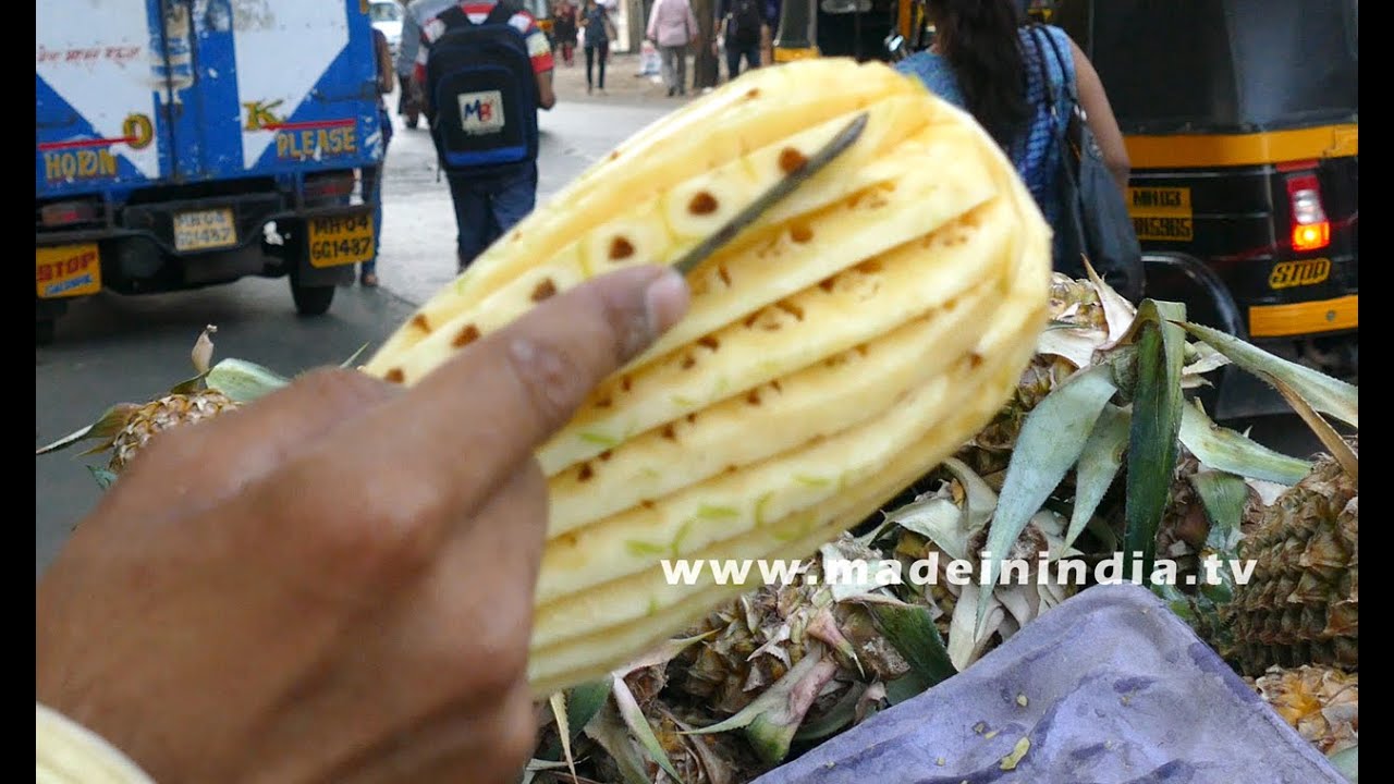 Pineapple Slicing | Acharya Marg | MUMBAI STREET FOOD | 4K VIDEO | UHD VIDEO street food