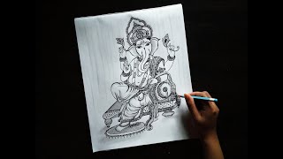 Easy Line Art Drawing Lord Ganesha/Ganesh chaturthi drawing -step by step /Ganesha drawing easy