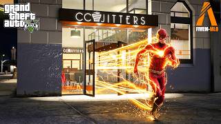 GTA 5 - THE FLASH Exploring Jitters Coffee shop l Ultimate Flash Mod