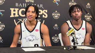 Davion Thompson, Caleb Ourigou press conference: Arkansas 91, Toros del Valle 49