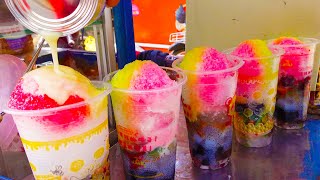 It's Summer Time, so Rainbow Shaved Ice Dessert is always The Best! Cambodian Street Food