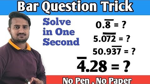 Bar question trick | how to convert bar questions into fraction | recurring decimals into fraction