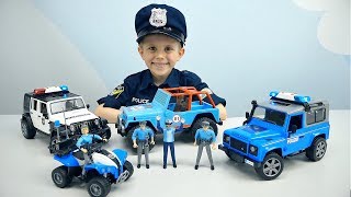 Полицейский транспорт для детей Bruder и Полицейский Даник - Внедорожник и Квадроцикл с Фигурками