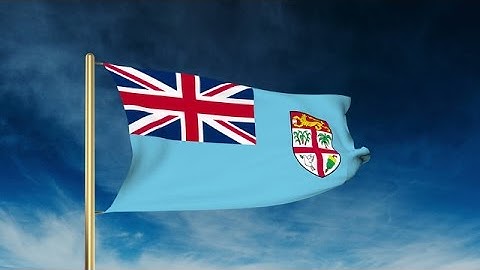 Fiji Flag Slider Style. Waving In The Win With Cloud Background Animation Stock Animation