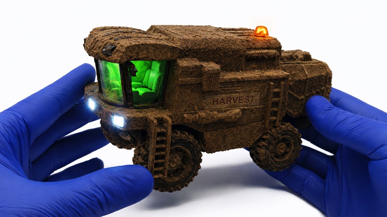 I cleaned the dirtiest toy combine harvester ASMR Cleaning Sounds