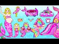 DIY Paper Doll | Pink Pregnant Mother And Daughter Mermaid Decorate Water Park | Dolls Beauty